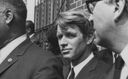 Robert F. Kennedy at the funeral of Martin Luther King, Jr., in Atlanta, April 9, 1968. by the Forward
			