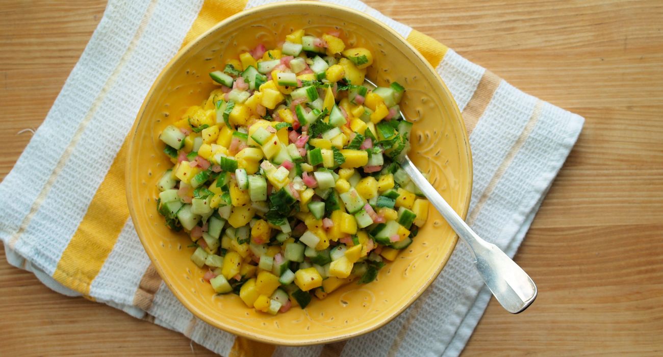 ‘Zahav’ Mango, Cucumber and Sumac-Onion Israeli Salad – The Forward