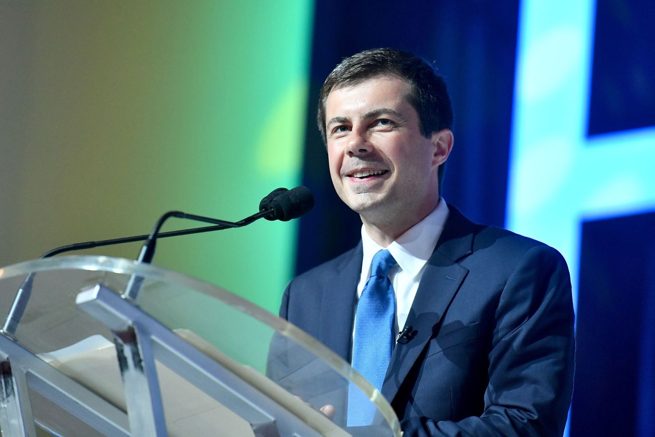 Mayor Pete Buttigieg speaks on stage at 2019 ESSENCE Festival on July 7 in New Orleans. by the Forward
			