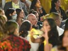 Larry David plugs his ears at New York Fashion week. by the Forward
			