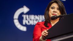 Arizona State Treasurer Kimberly Yee speaks during the Rally To Protect Our Elections conference in Phoenix, July 24, 2021. by the Forward
			