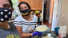 Sara and Hannah Loffman hard at work. by the Forward
			