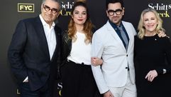 Eugene Levy, Annie Murphy, Daniel Levy and Catherine O'Hara who all won Emmys for the final season of "Schitt's Creek." by the Forward
			