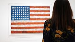 Jasper Johns' painting of the American flag is seen on display during a press preview of MoMA’s first ever Fall Reveal at Museum of Modern Art on November 13, 2020 in New York City. by the Forward
			