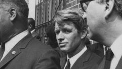 Robert F. Kennedy at the funeral of Martin Luther King, Jr., in Atlanta, April 9, 1968. by the Forward
			