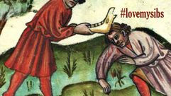 A 15th century rendering of Cain's murder of Abel, with modern additions by the Forward