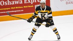 Hockey player Zayde Wisdom by the Forward
			