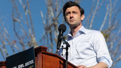 Jon Ossoff speaks to the crowd during a rally in December 2020 in Conyers, Ga. by the Forward
			