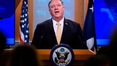 Secretary of State Mike Pompeo makes a statement during a press conference at the State Department building in Washington, DC, on November 18, 2019. by the Forward