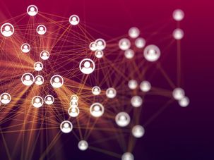 Graphic of connecting anonymous social media avatars. by the Forward 