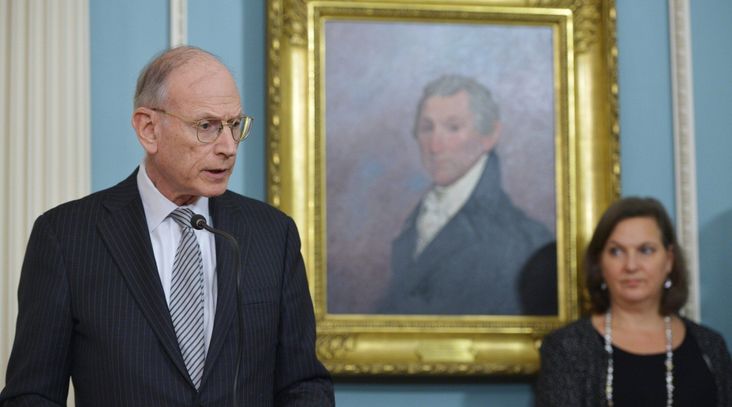 U.S. lead negotiator and the Secretary of State's Special Adviser on Holocaust Issues Stuart Eizenstat speaks during a signing ceremony between the US and France for compensation for Holocaust victims deported from France, in the Treaty Room of the State Department in Washington, D.C. Dec. 8, 2014. (Mandel Ngan /AFP via Getty Images)