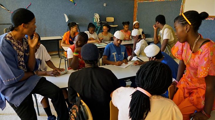 Members of the African Hebrew Israelite community at school in Dimona, Israel, Dec. 31, 2014. (Richard Blanshard/Getty Images)