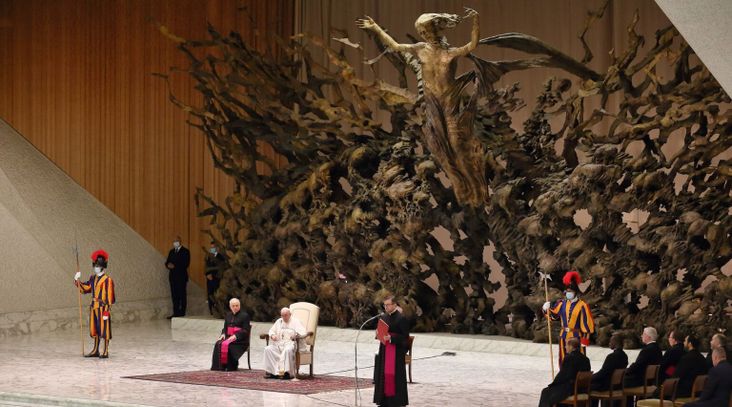 Pope Francis during the General Audience in the Paul VI Hall in Vatican City, Aug. 11, 2021.