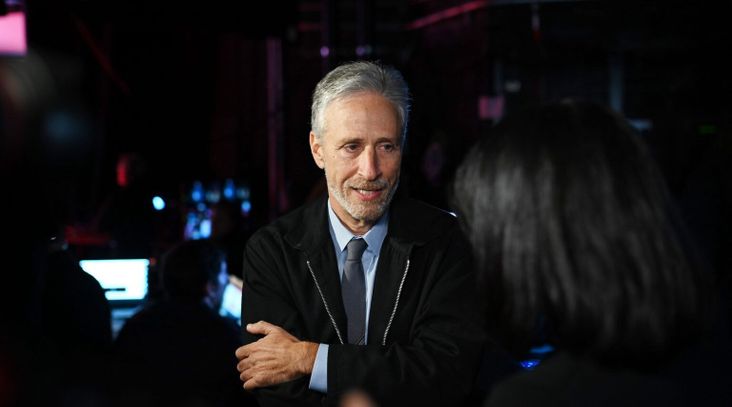 Jon Stewart speaks backstage a "Stand Up for Heroes" benefit show in New York City, Nov. 4, 2019. (Bryan Bedder/Getty Images for The Bob Woodruff Foundation)