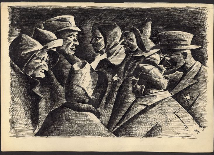 "Eight Men in Coats With Stars"