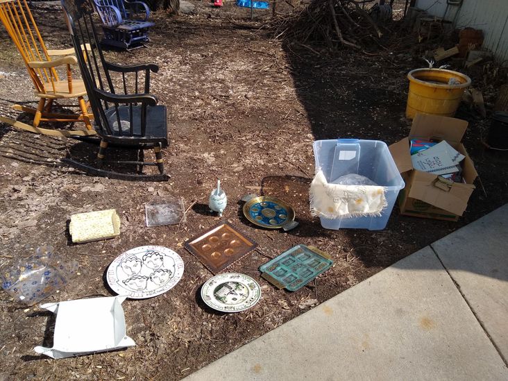 Haggadahs on display outside Adam Schwartz's Minneapolis home.