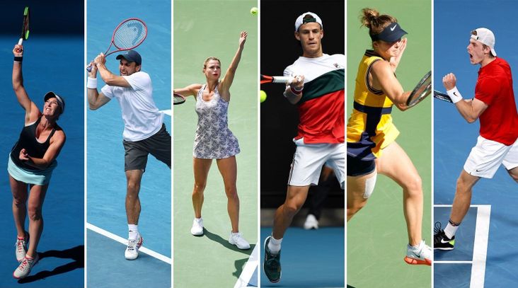 Madison Brengle, Aslan Karatsev, Camila Giorgi, Diego Schwrtzman, Elina Svitolina, and Denis Shapovalov (Getty Images)