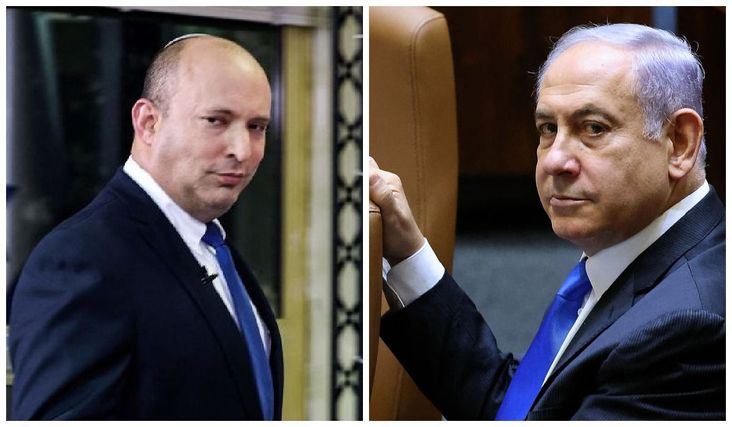 Naftali Bennett (left) and Benjamin Netanyahu. (Getty)