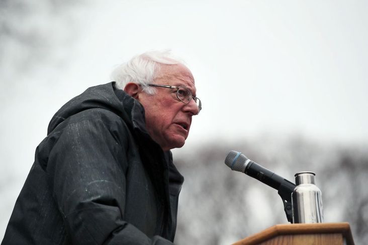 Sen. Bernie Sanders speaks to supporters at Brooklyn College on March 2, 2019.