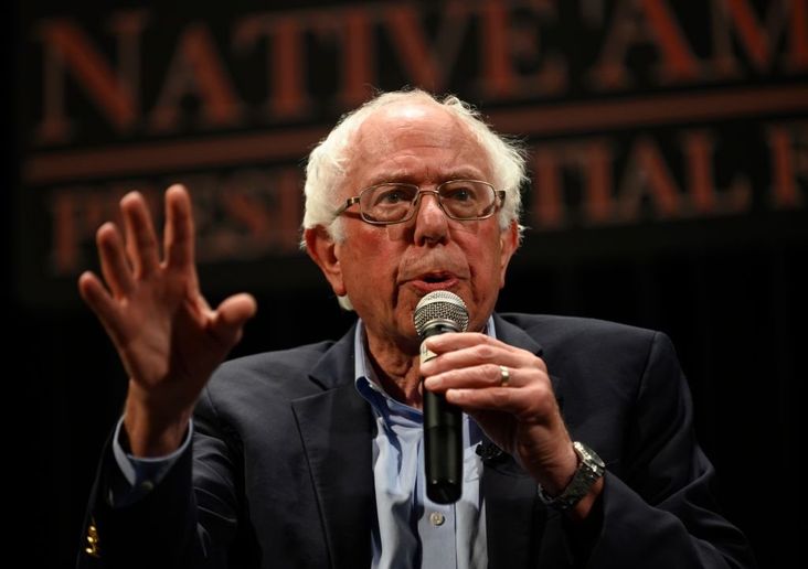 Democratic presidential candidate Sen. Bernie Sanders speaks at the Frank LaMere Native American Presidential Forum on August 20, 2019 in Sioux City, Iowa.