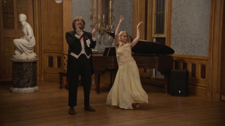 Sacha Baron Cohen as Borat and Maria Bakalova as Tutar in "Borat Subsequent Moviefilm."