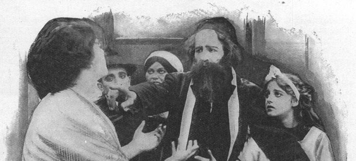 Lois Weber (L) and Phillips Smalley (C) in "The Jew's Christmas."