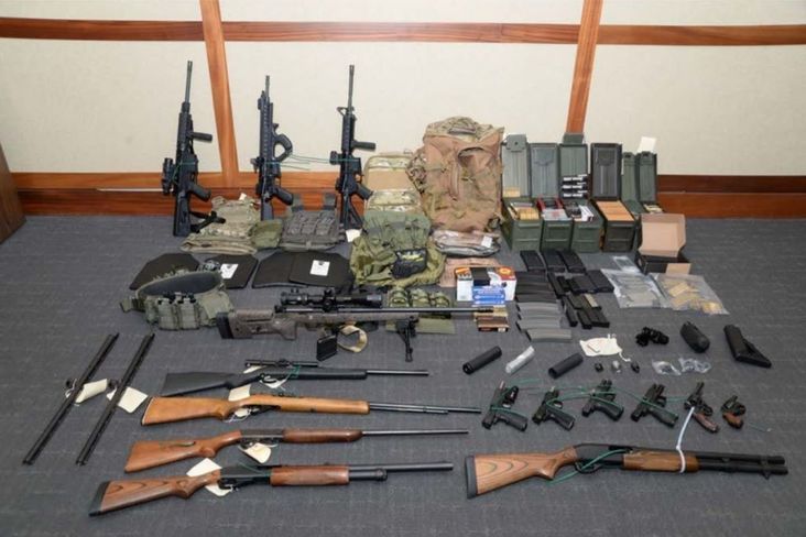 The weapons and drugs allegedly discovered in Christopher Hasson's apartment.