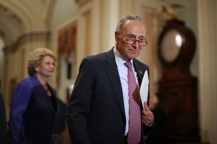 Senate Minority Leader Chuck Schumer arrives at a news conference following the weekly Democratic policy luncheon at the U.S. Captiol June 11, 2019 in Washington, DC.
