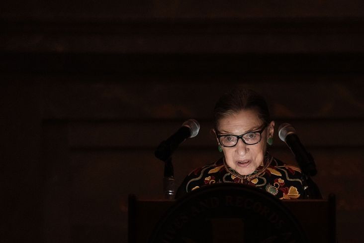 Supreme Court Justice Ruth Bader Ginsburg speaks during a naturalization ceremony at the Rotunda of the National Archives December 14, 2018 in Washington, DC. The National Archives held the ceremony to mark the Bill of Rights Day