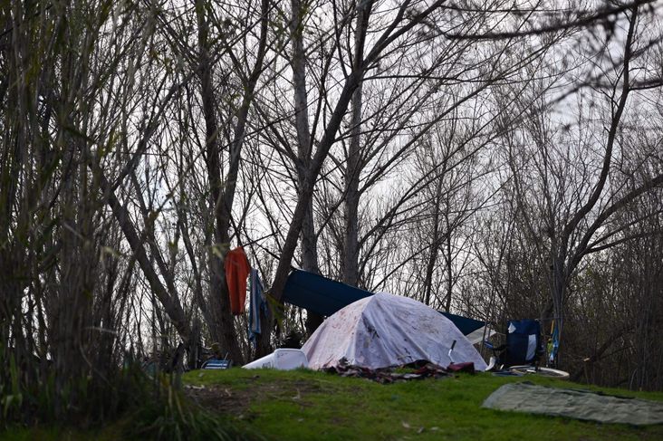 A tent in California