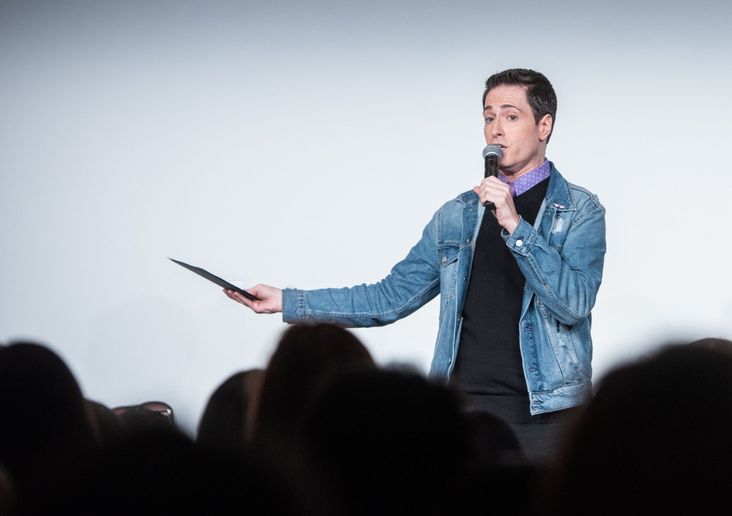 Randy Rainbow emcees an event in October of 2019.