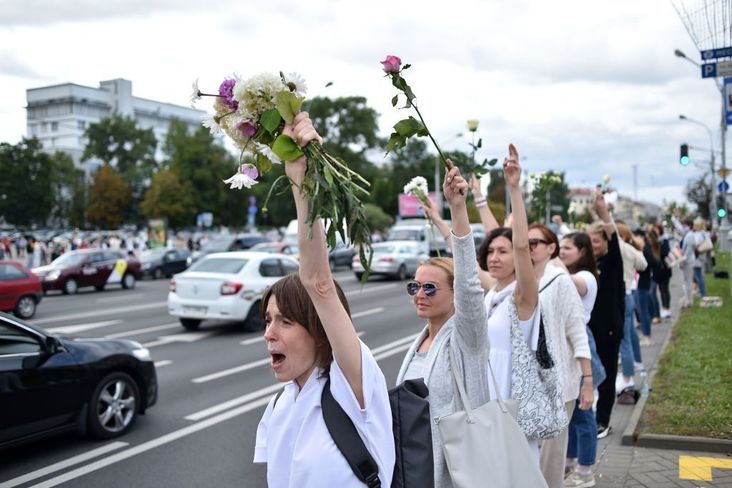 Protesters in Minsk, Belarus. August 2020.