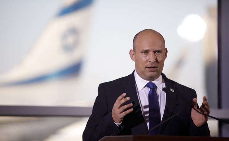 Naftali Bennett, Israel's prime minister, speaks during an event at Ben Gurion International Airport in Tel Aviv, Israel, on Tuesday, June 22, 2021.