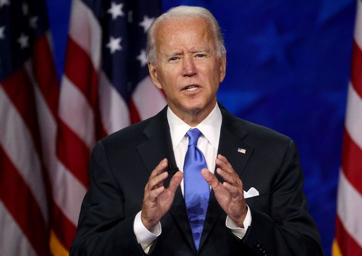 Democratic presidential nominee Joe Biden delivers his acceptance speech on the fourth night of the Democratic National Convention from the Chase Center on August 20, 2020 in Wilmington, Delaware.