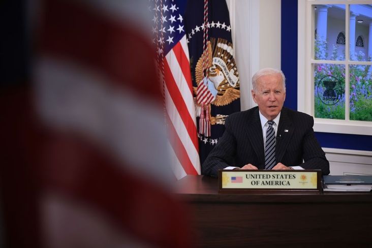 President Joe Biden delivers remarks during the annual U.S.-ASEAN Summit via video link from the South Court Auditorium in the Eisenhower Executive Office Building on October 26, 2021 in Washington, DC.