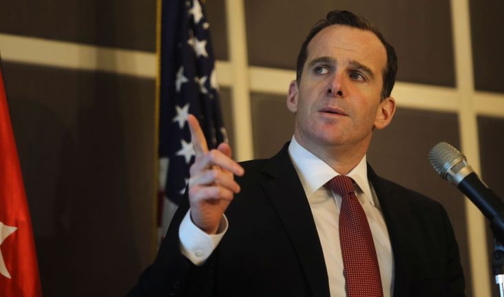 Brett McGurk, the U.S. Special Presidential Envoy for the Global Coalition to Counter ISIL, speaks during a press conference on May 15, 2016 in Amman, Jordan.
