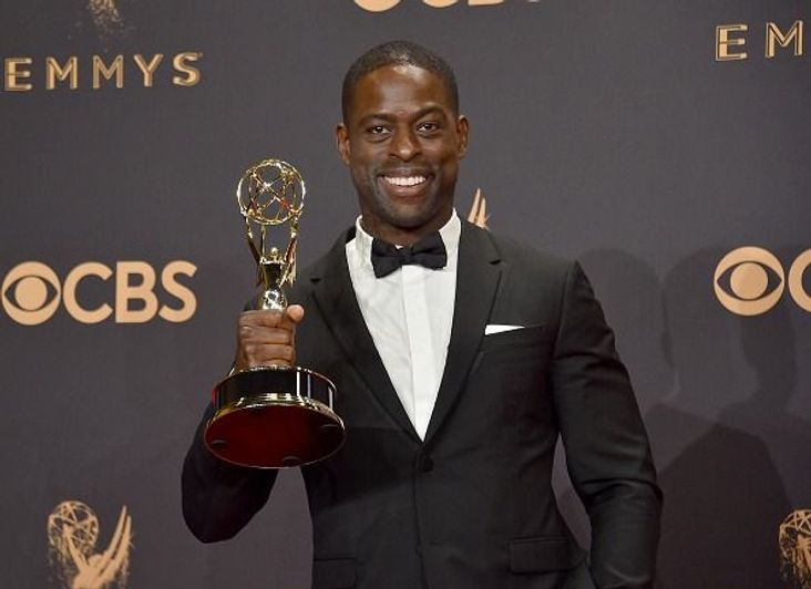 Actor Sterling K. Brown wins the Emmy Award for Outstanding Lead Actor in a Drama Series for "This Is Us" on September 17, 2017.