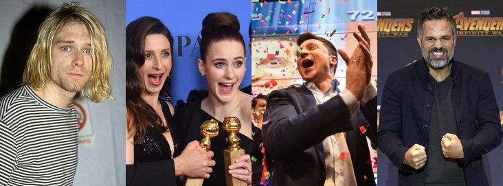 Kurt Cobain, Marin Hinkle, Rachel Brosnahan, Volodymir Zelensky, Mark Ruffalo