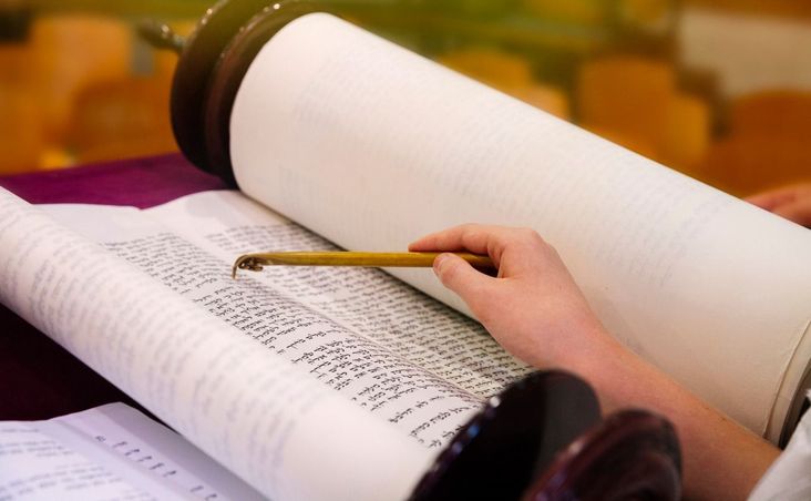 Boy reading from Torah.