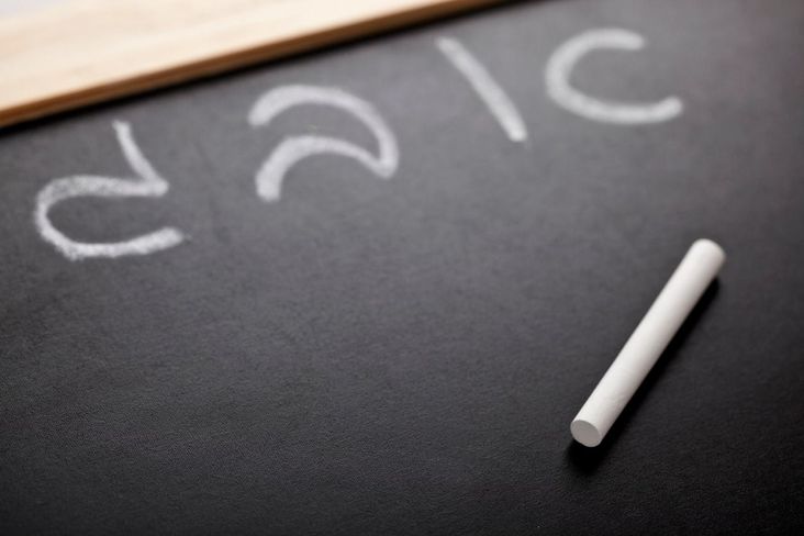 Chalkboard with hebrew alphabet