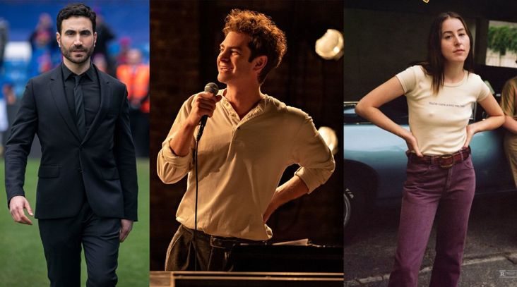 Jews nominated for Golden Globes in 2021 include (L-R) Brett Goldstein, Andrew Garfield and Alana Haim. (AppleTV+, Netflix, MGM)
