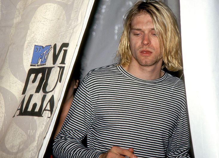 Kurt Cobain of Nirvana attends the 1993 MTV Music Video Awards.