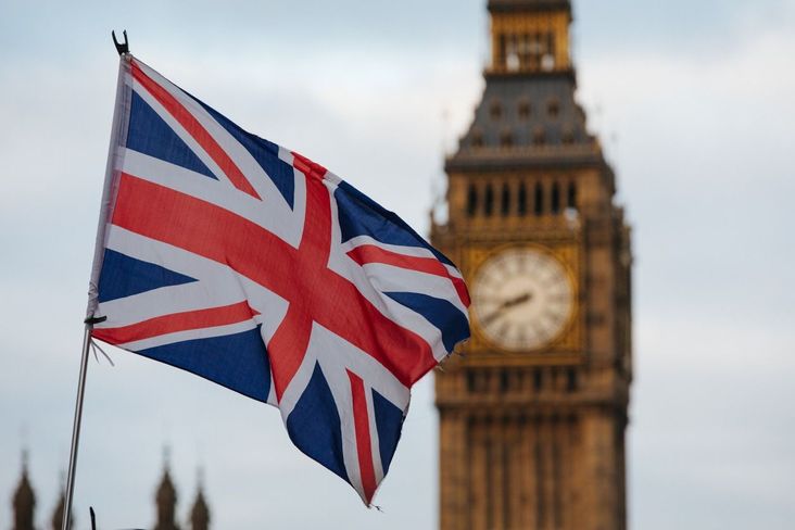 The British flag flies in London.
