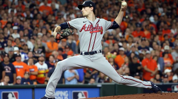 Max Fried pitches in Game 6 of the 2021 World Series, Tuesday, Nov. 2, 2021. (Mary DeCicco/MLB Photos via Getty Images)