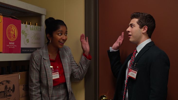 Devi and Ben high-five in Netflix's "Never Have I Ever."