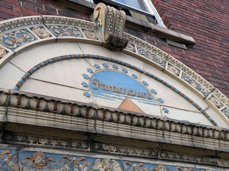 Detail above the door of the Paramount Film Exchange