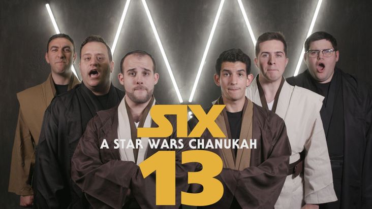Six13 decked out like Jedi Knights for their 'Star Wars' Hanukkah tribute.