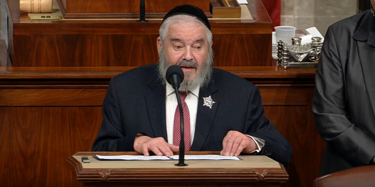 Rabbi Romi Cohn gives the opening prayer at the House of Representatives, January 29, 2020.