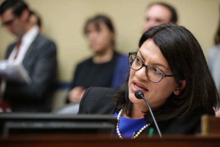 Rep. Rashida Tlaib questions Michael Cohen during his testimony before the House Oversight Committee, February 27, 2019.