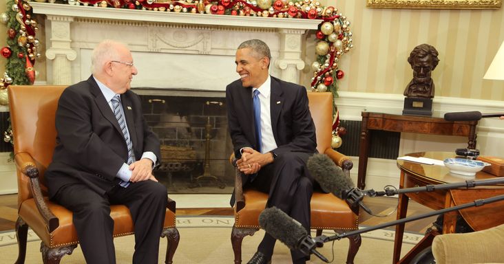 resident Barack Obama meets with Israeli President Reuven Rivlin during a bilateral meeting in the Oval Office of the White House on December 9, 2015 in Washington, DC.